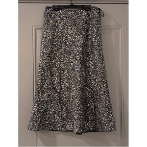 Women's Lafayette 148 New York Skirt Size 6 Black Silver Sequin